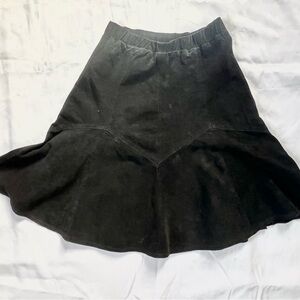 Vintage Black Leather Flare Skirt